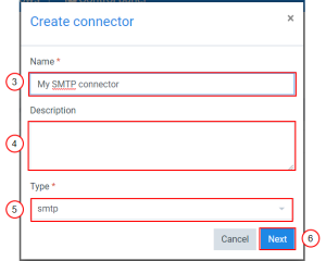 Create connector wizard - SMTP